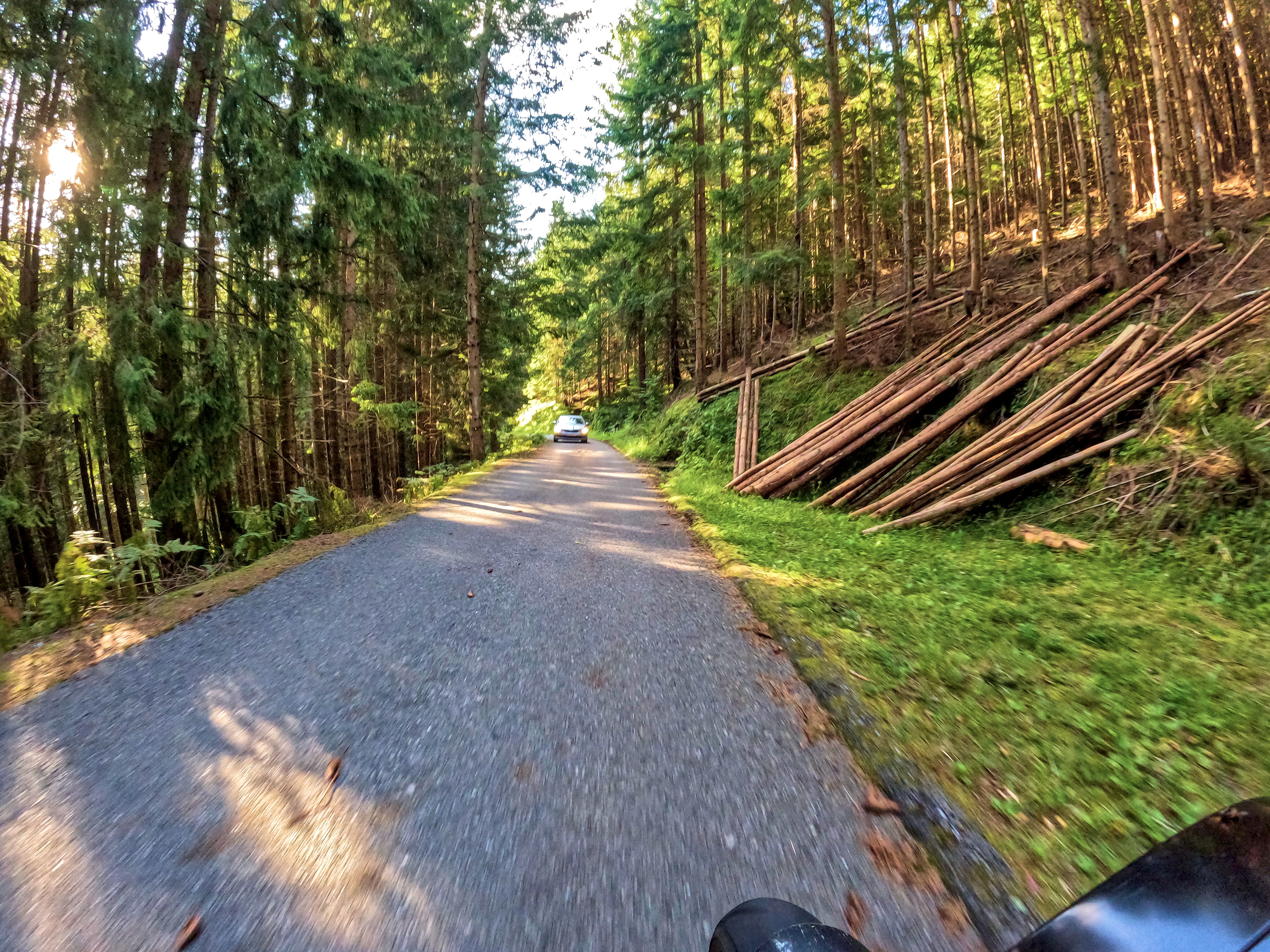 … eine schmale Nebenstraße genommen.